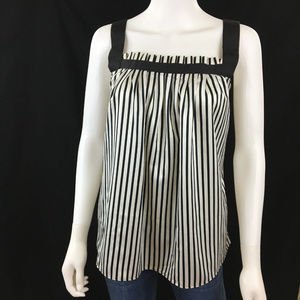 Zara Basic sz XS Black White Striped Pleated Tank